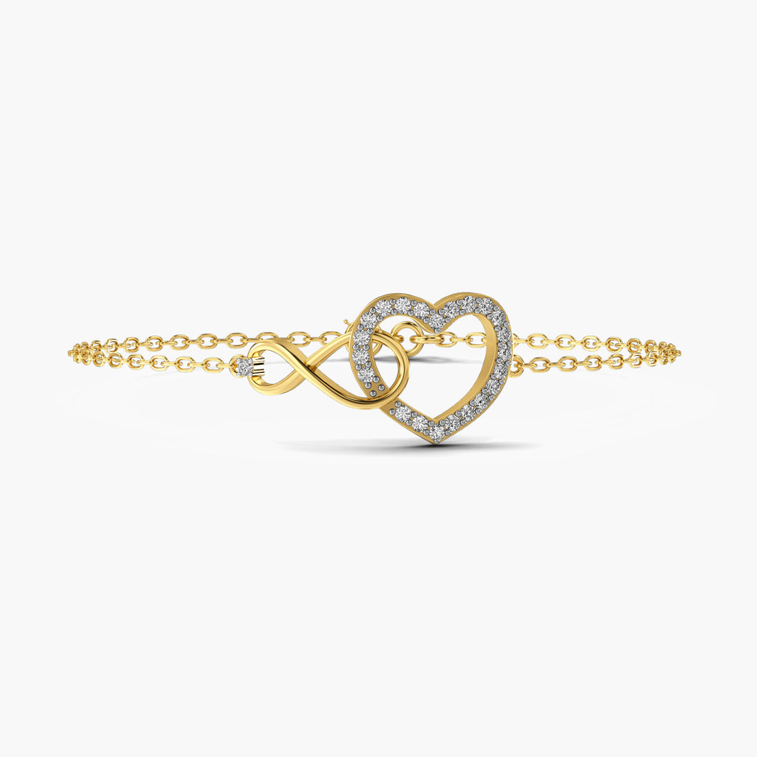 Heartstrings Bracelet - Top View in Yellow Gold - Diamond Bracelet by Moena