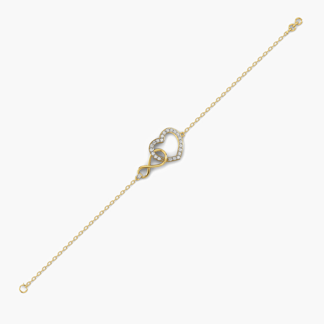 Heartstrings Bracelet - Side View in Yellow Gold - Diamond Bracelet by Moena