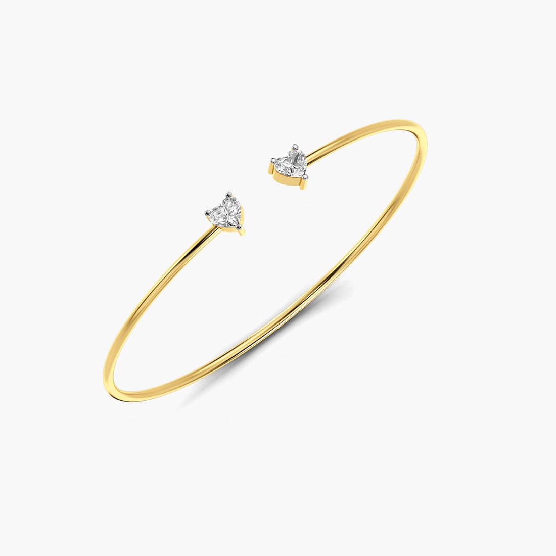 Hearts Entwined Bracelet - 3D View in Yellow Gold - Diamond Bracelet by Moena