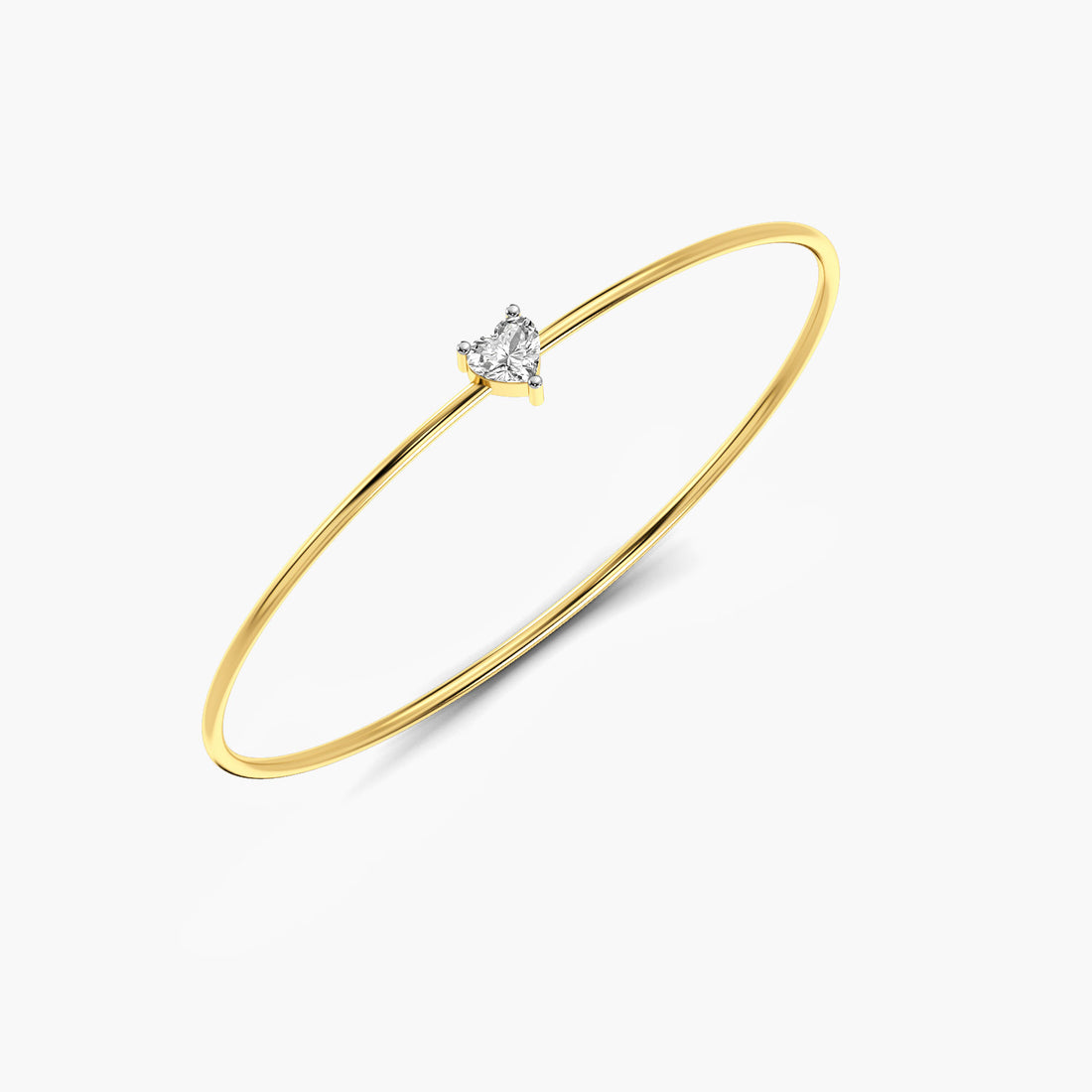 Solitaire Heart Glow - 3D View in Yellow Gold - Heart Diamond Bracelet by Moena