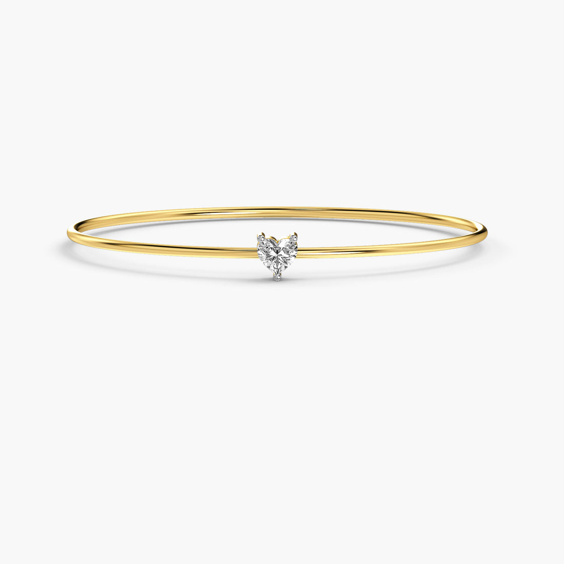 Solitaire Heart Glow - Top View in Yellow Gold - Heart Diamond Bracelet by Moena