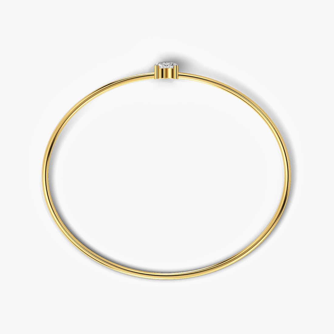 Solitaire Heart Glow - Standard View in Yellow Gold - Heart Diamond Bracelet by Moena