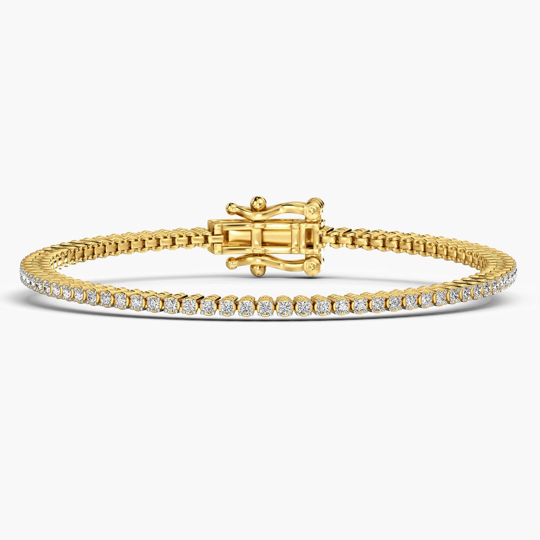 0.006 ct Diamond Tennis Bracelet - Front View in Yellow Gold - Diamond Bracelet by Moena