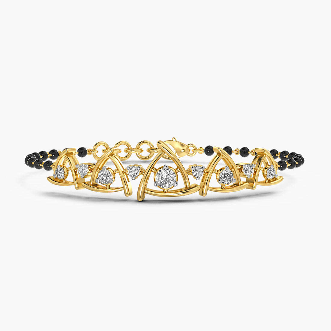 Tria Radiance Mangalsutra Bracelet - Top View in Yellow Gold - Diamond Bracelet by Moena