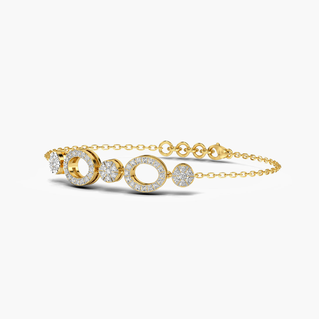 Opulent Halo Bracelet - 3D View in Yellow Gold - Diamond Bracelet by Moena