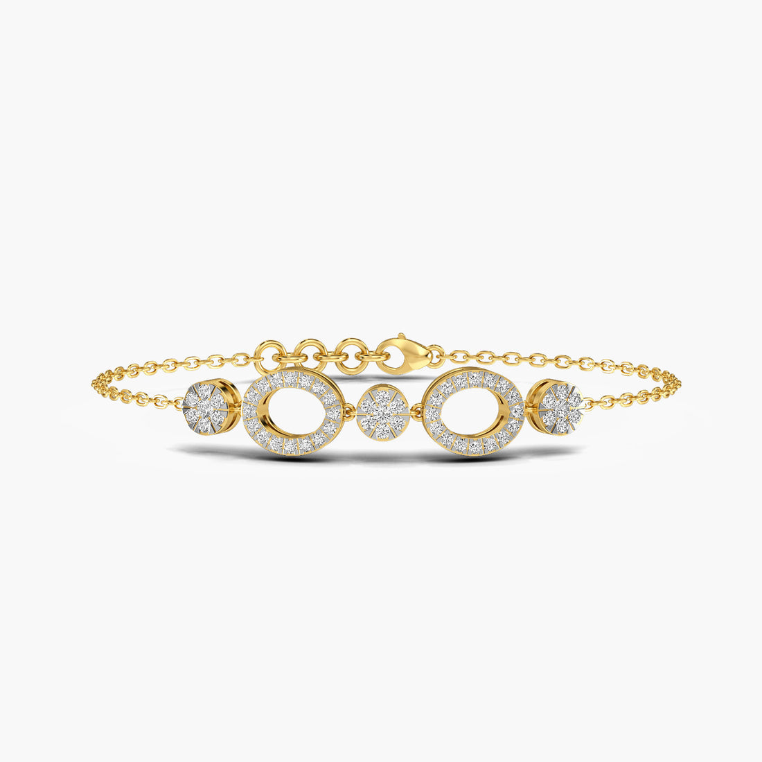 Opulent Halo Bracelet - Top View in Yellow Gold - Diamond Bracelet by Moena