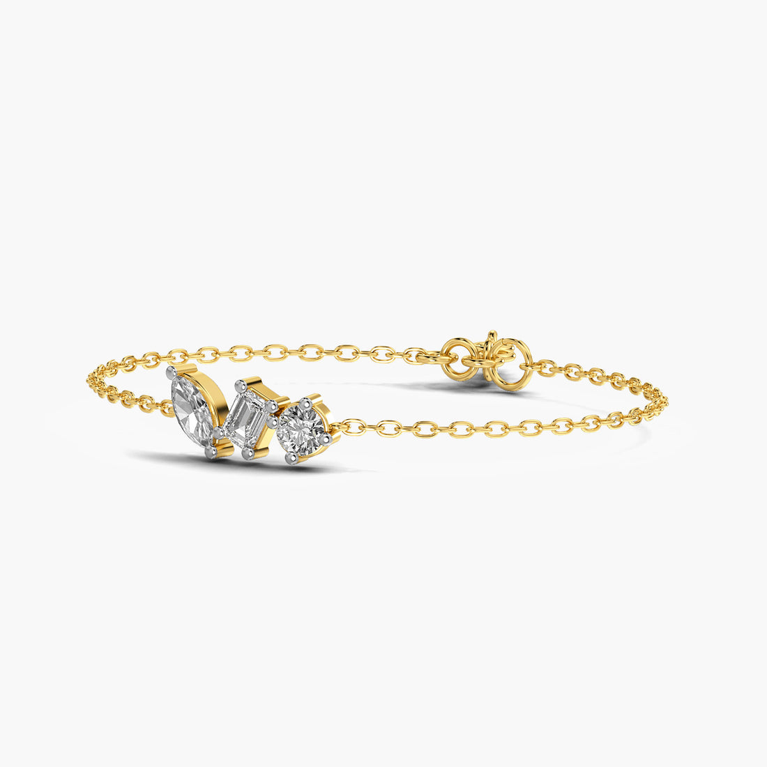 Trinity Spark Bracelet - 3D View in Yellow Gold - Diamond Bracelet by Moena