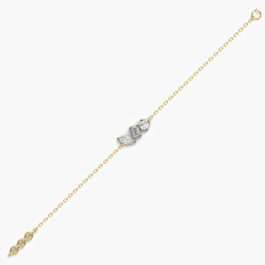 Trinity Spark Bracelet - Standard View in Yellow Gold - Diamond Bracelet by Moena