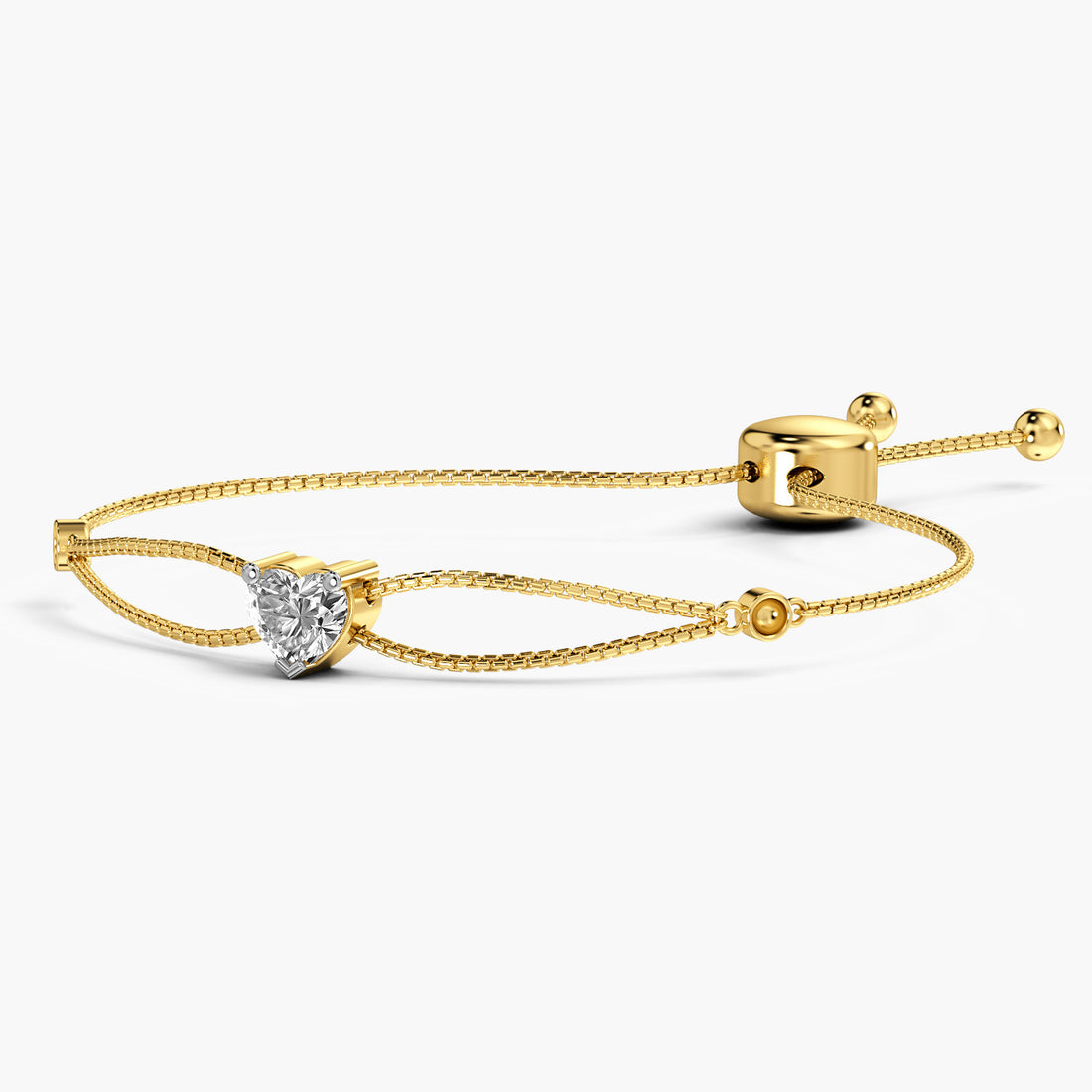 Heartline Spark Bracelet - 3D View in Yellow Gold - Diamond Bracelet by Moena