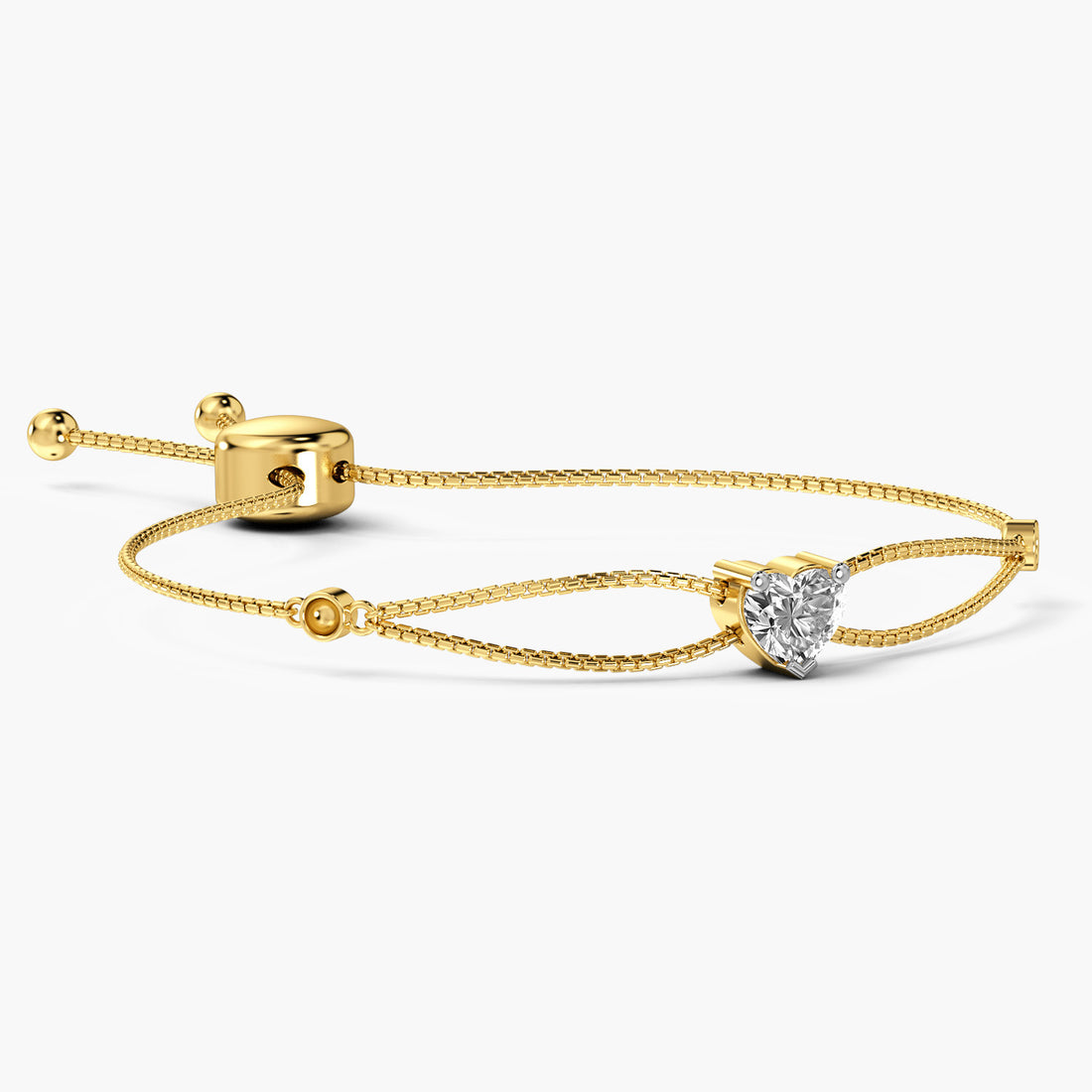 Heartline Spark Bracelet - 3D View in Yellow Gold - Diamond Bracelet by Moena