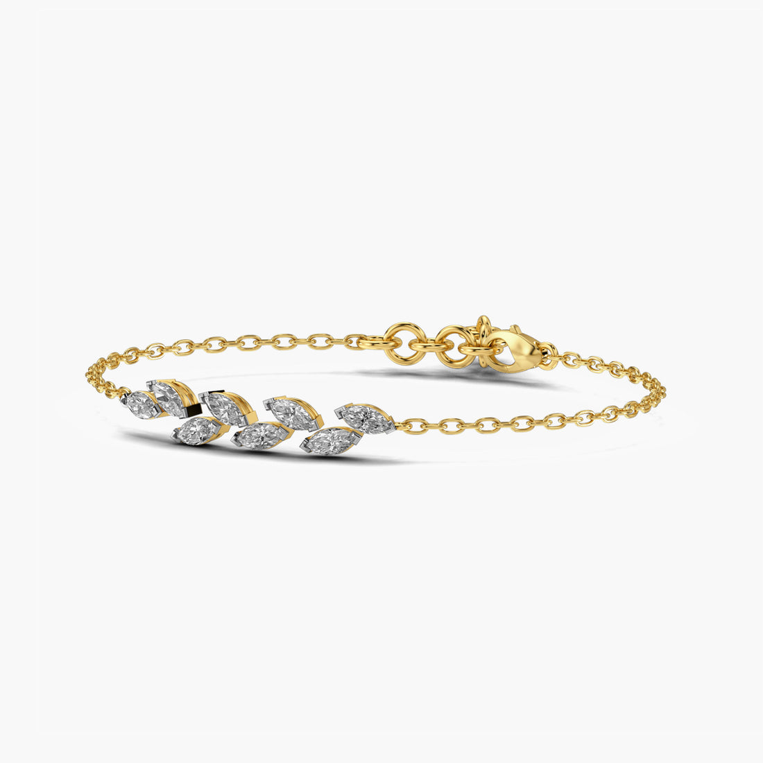 Petal Harmony - 3D View in Yellow Gold - Diamond Bracelet by Moena