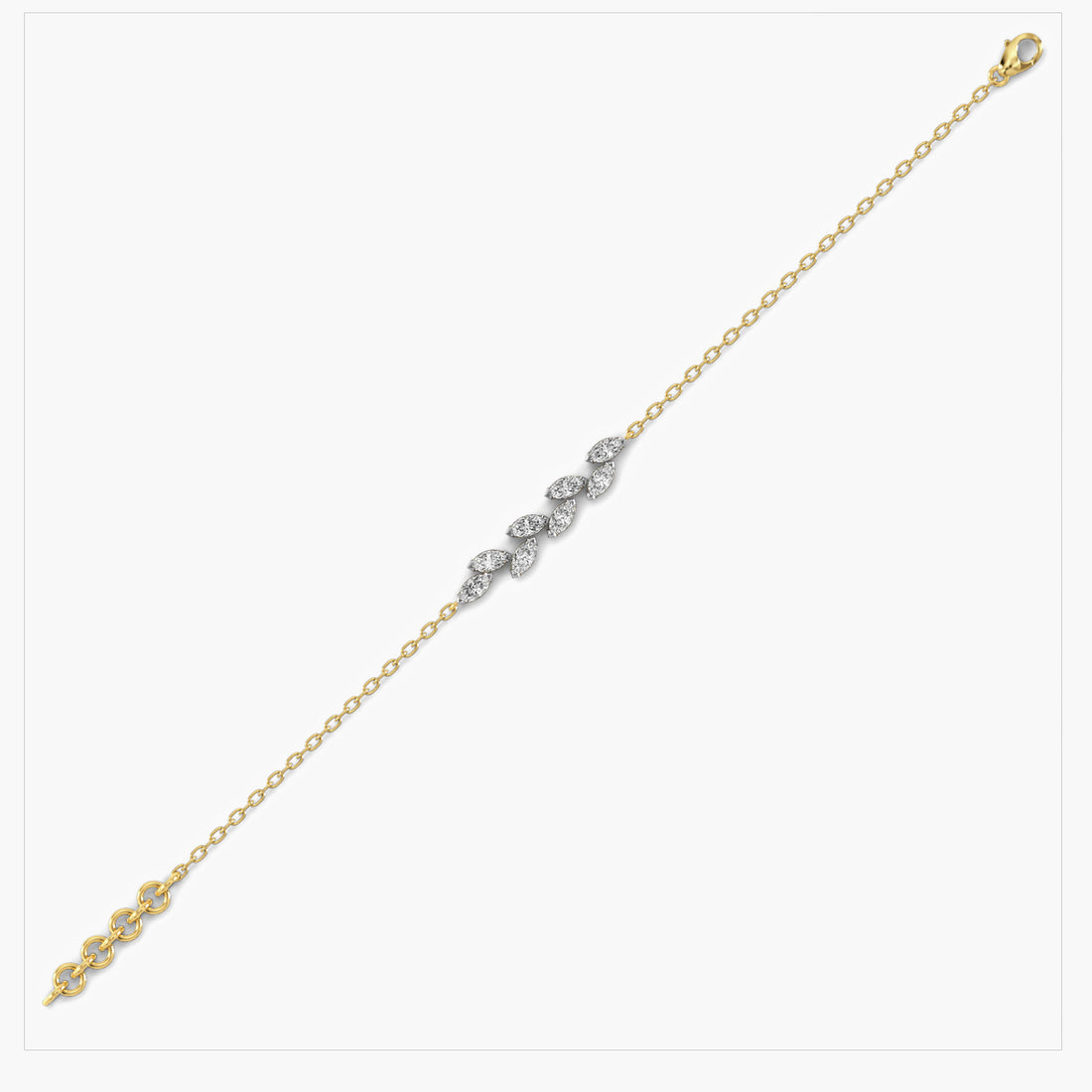 Petal Harmony - Side View in Yellow Gold - Diamond Bracelet by Moena