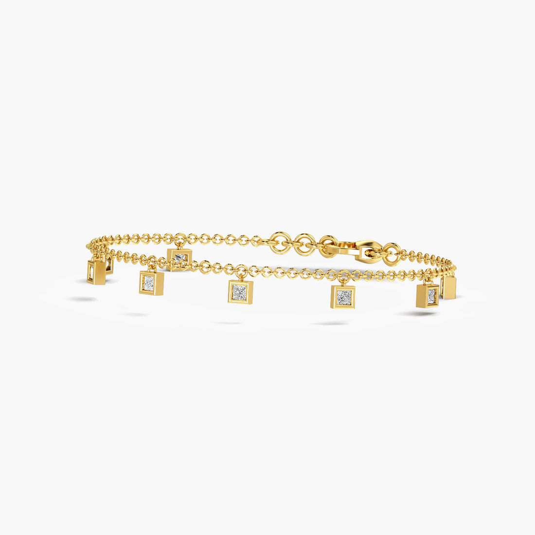 Aarohi Bracelet - 3D View in Yellow Gold - Diamond Bracelet by Moena