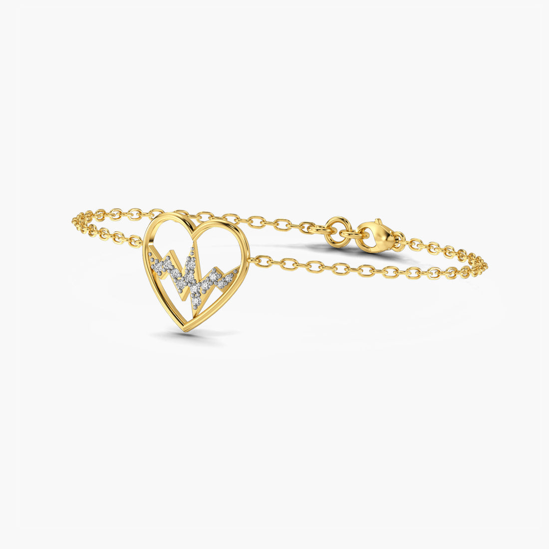 Pulse of Love Bracelet - 3D View in Yellow Gold - Diamond Bracelet by Moena