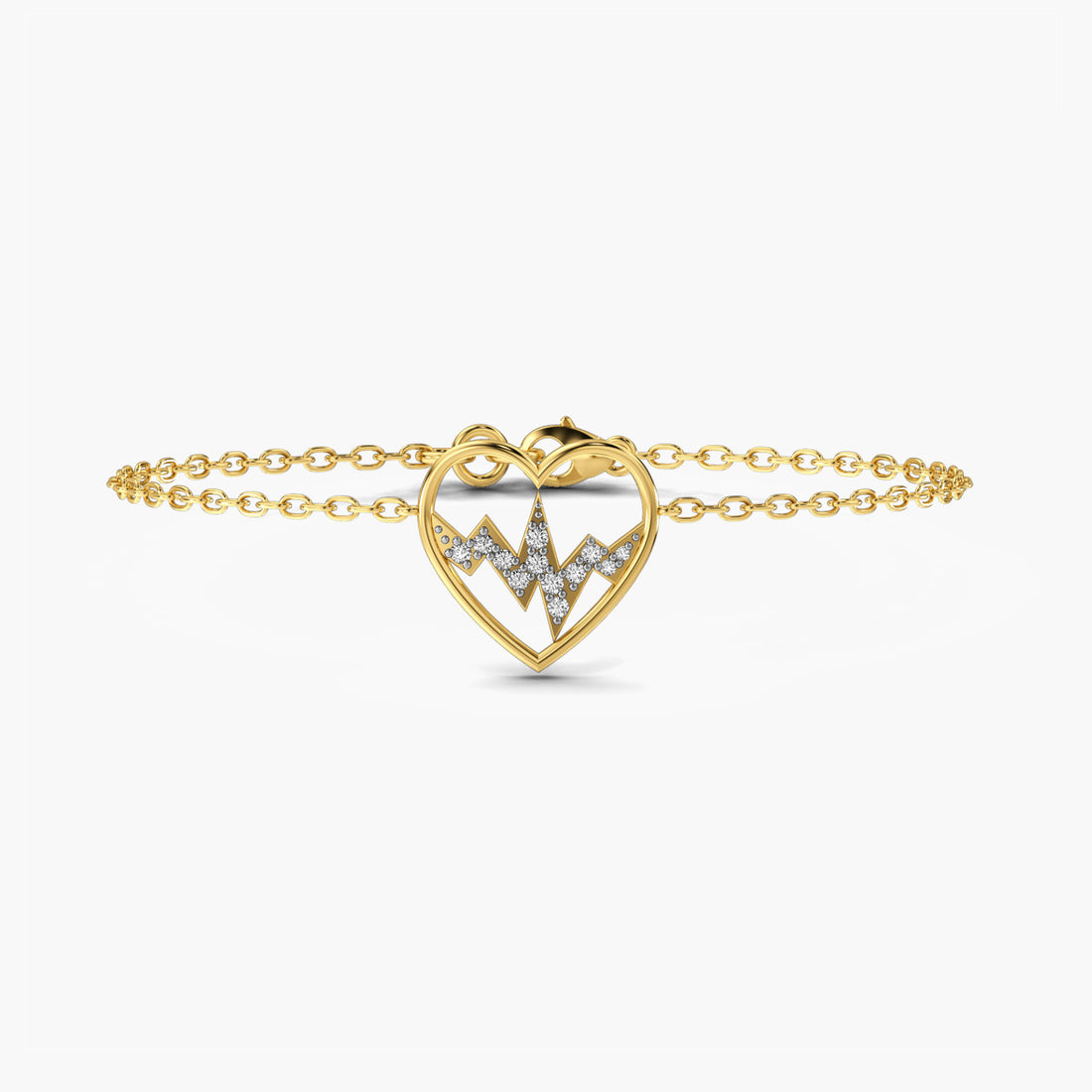 Pulse of Love Bracelet - Top View in Yellow Gold - Diamond Bracelet by Moena