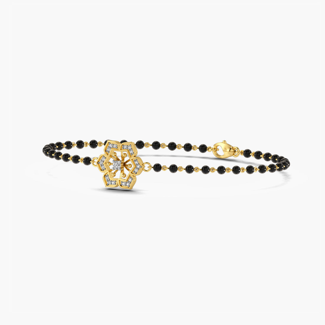 Blooming Vows Mangalsutra - 3D View in Yellow Gold - Diamond Bracelet by Moena