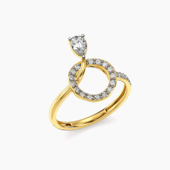 Orbit Bloom Diamond Ring - 3D View in Yellow Gold - Diamond Ring by Moena
