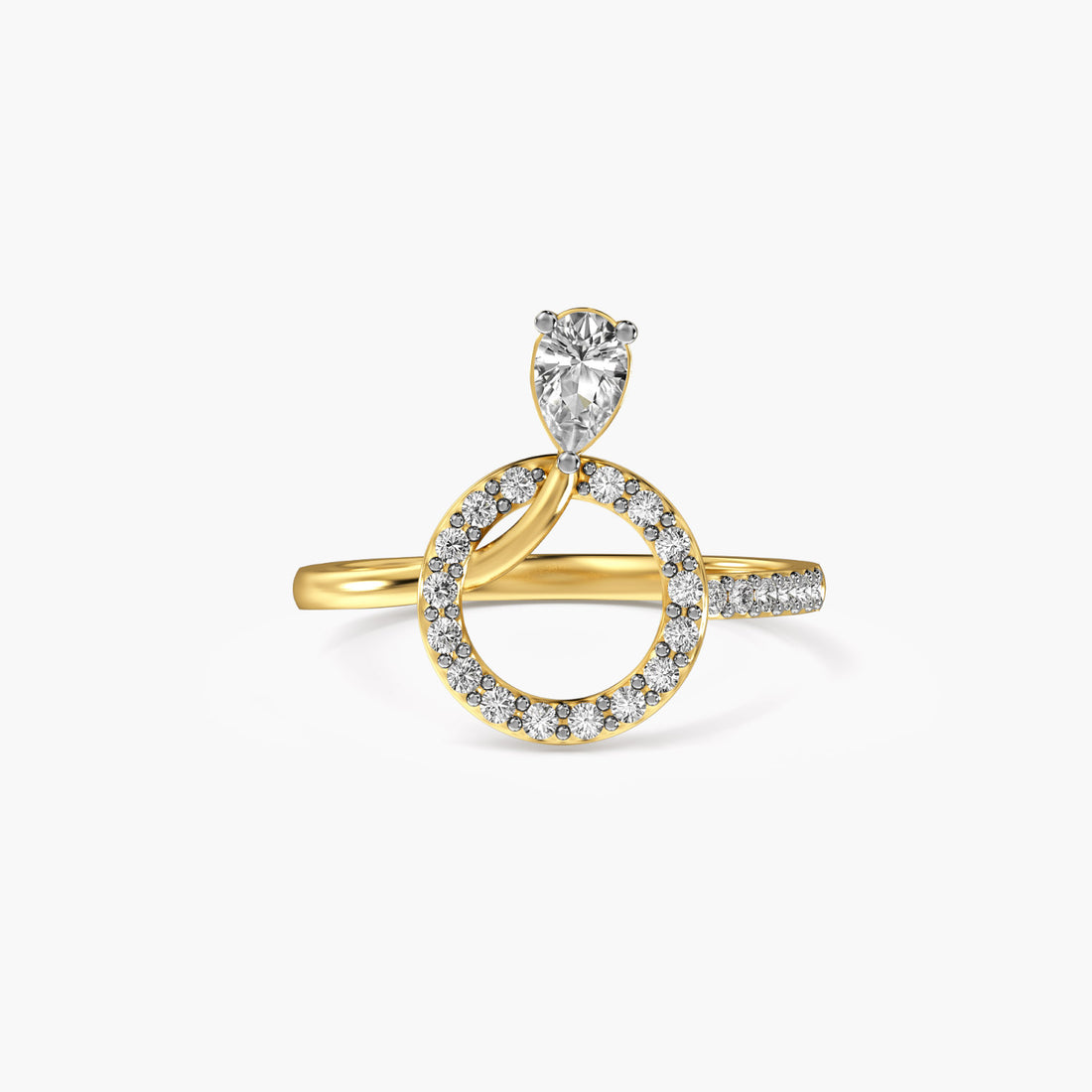 Orbit Bloom Diamond Ring - Top View in Yellow Gold - Diamond Ring by Moena