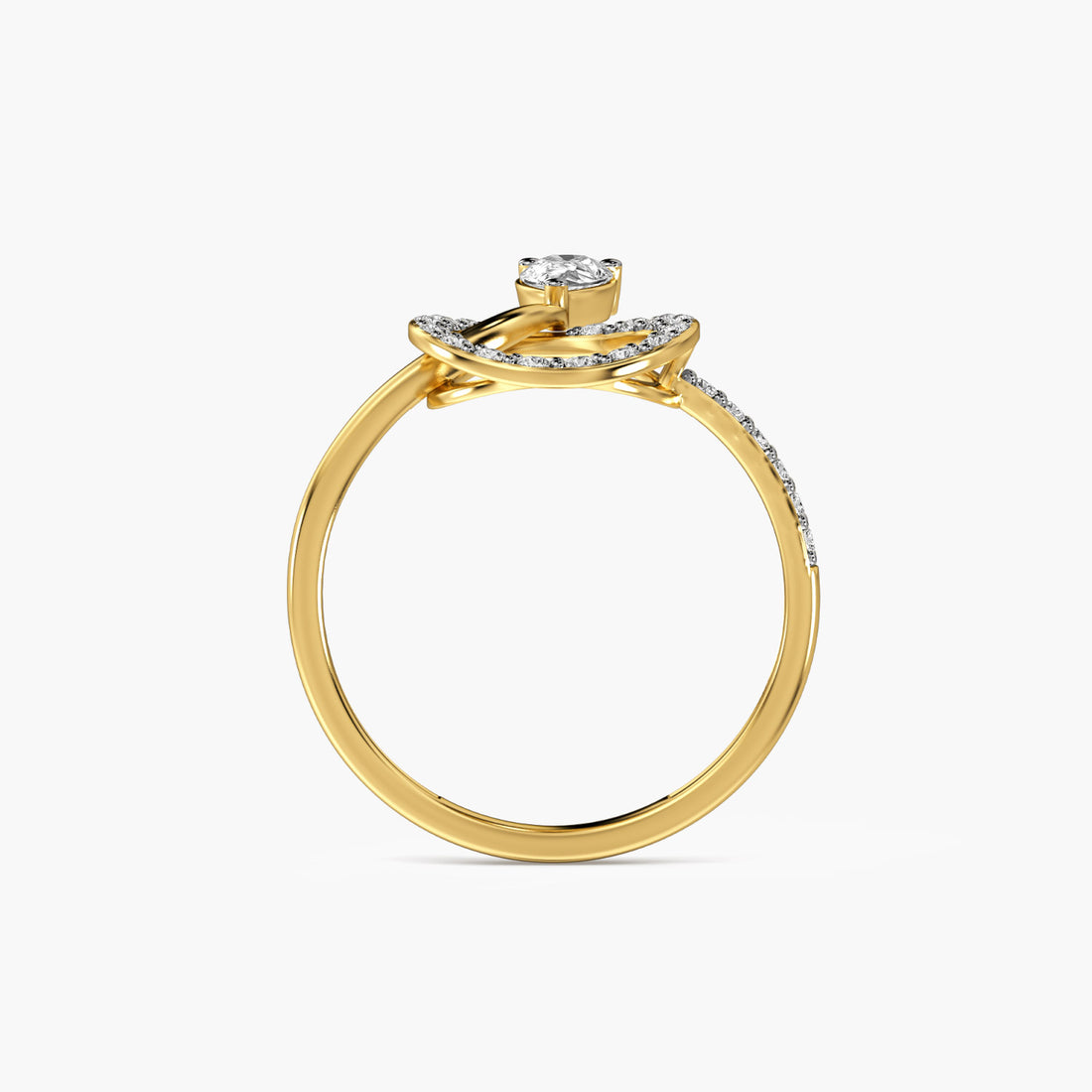 Orbit Bloom Diamond Ring - Front View in Yellow Gold - Diamond Ring by Moena