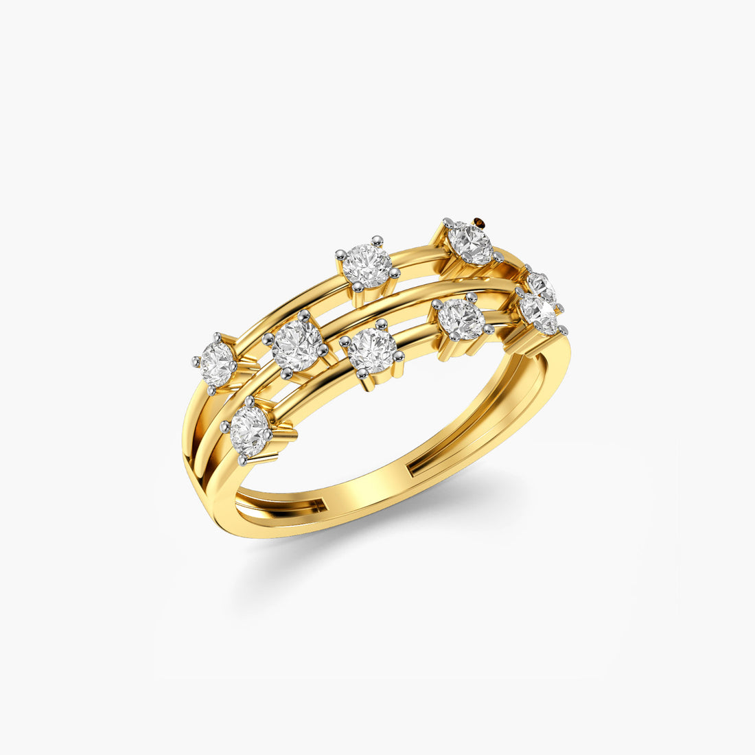 Skyline Baguette Ring - 3D View in Yellow Gold - Baguette Diamond Ring by Moena