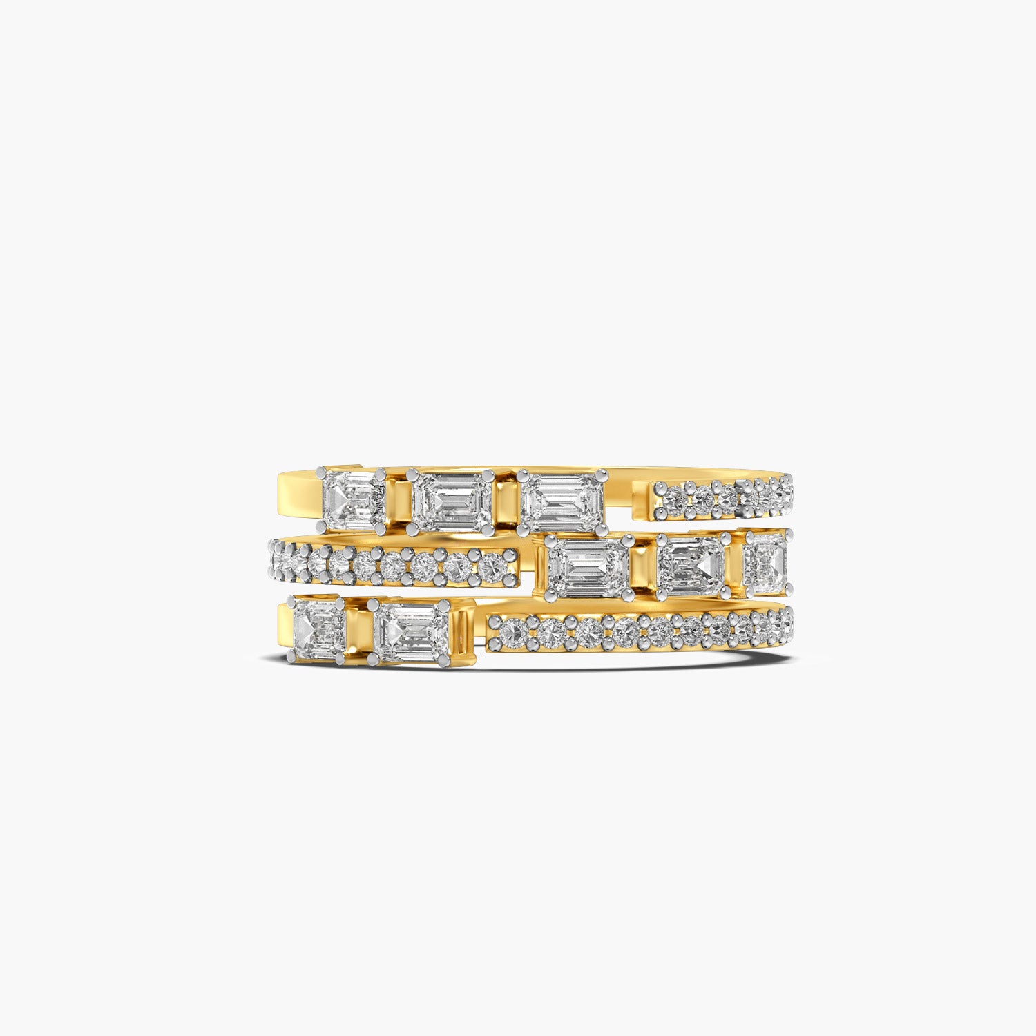 Trio Glam Band - Top View in Yellow Gold - Diamond Ring by Moena