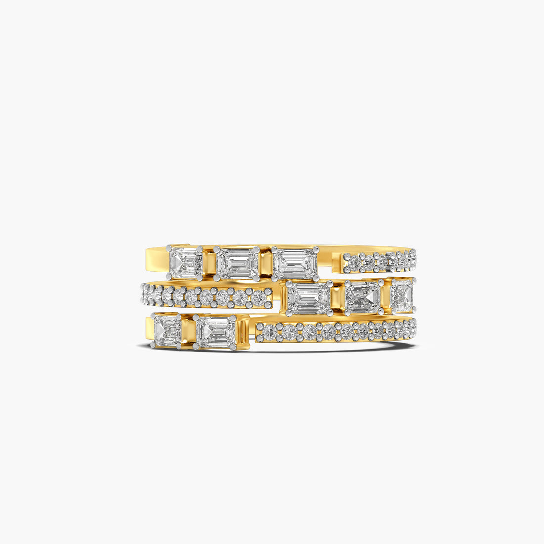 Trio Glam Band - Top View in Yellow Gold - Diamond Ring by Moena