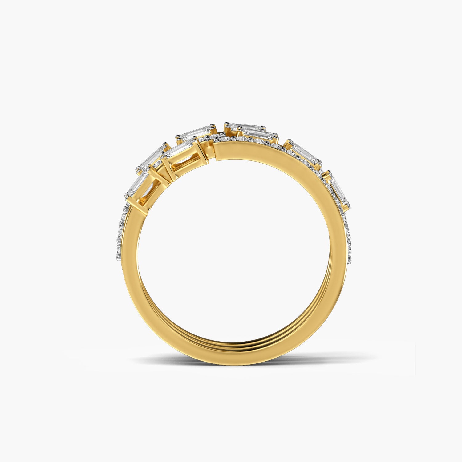 Trio Glam Band - Front View in Yellow Gold - Diamond Ring by Moena