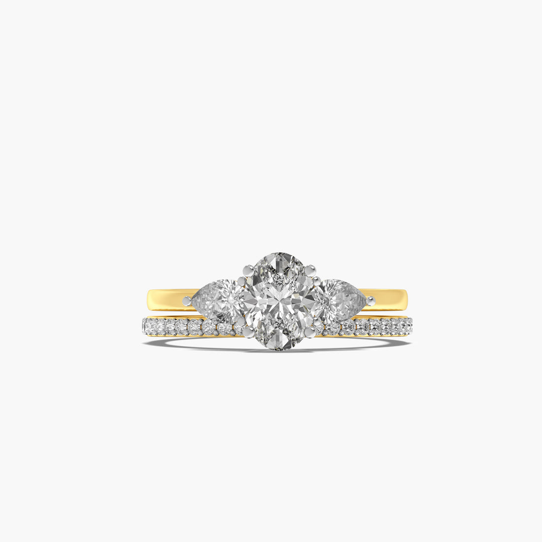 Regal Halo Trio Ring - Top View in Yellow Gold - Diamond Ring by Moena