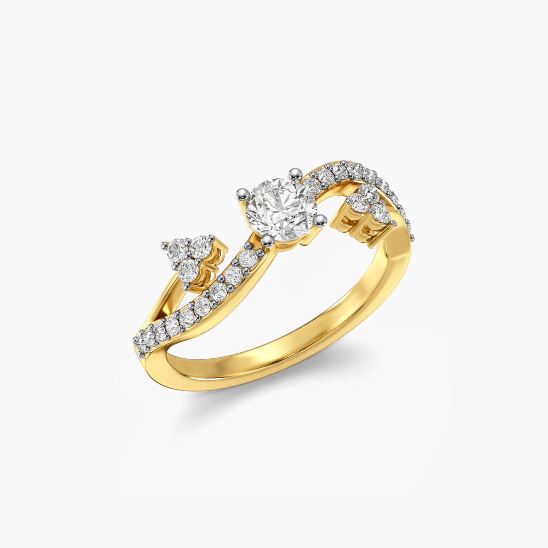 Whirl Bloom Ring - 3D View in Yellow Gold - Diamond Ring by Moena