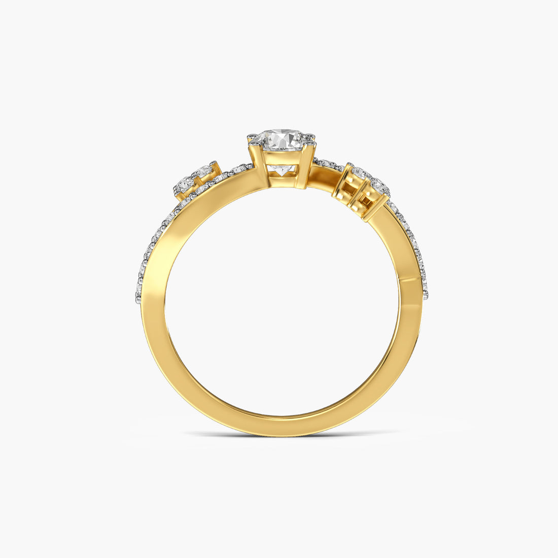 Whirl Bloom Ring - Front View in Yellow Gold - Diamond Ring by Moena