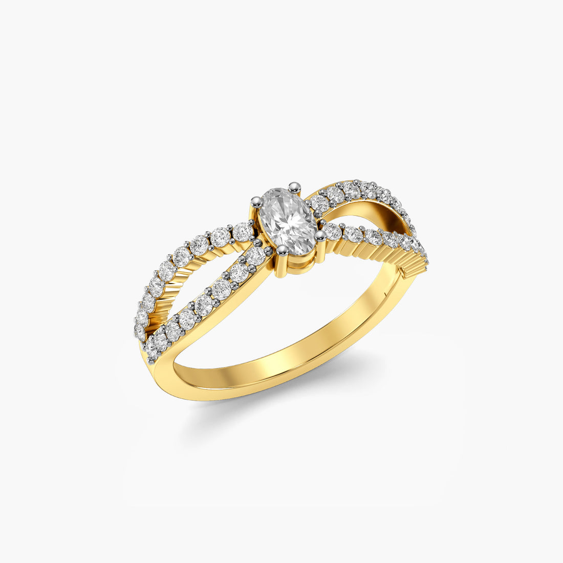 Infinity Sparkle Ring - 3D View in Yellow Gold - Diamond Ring by Moena