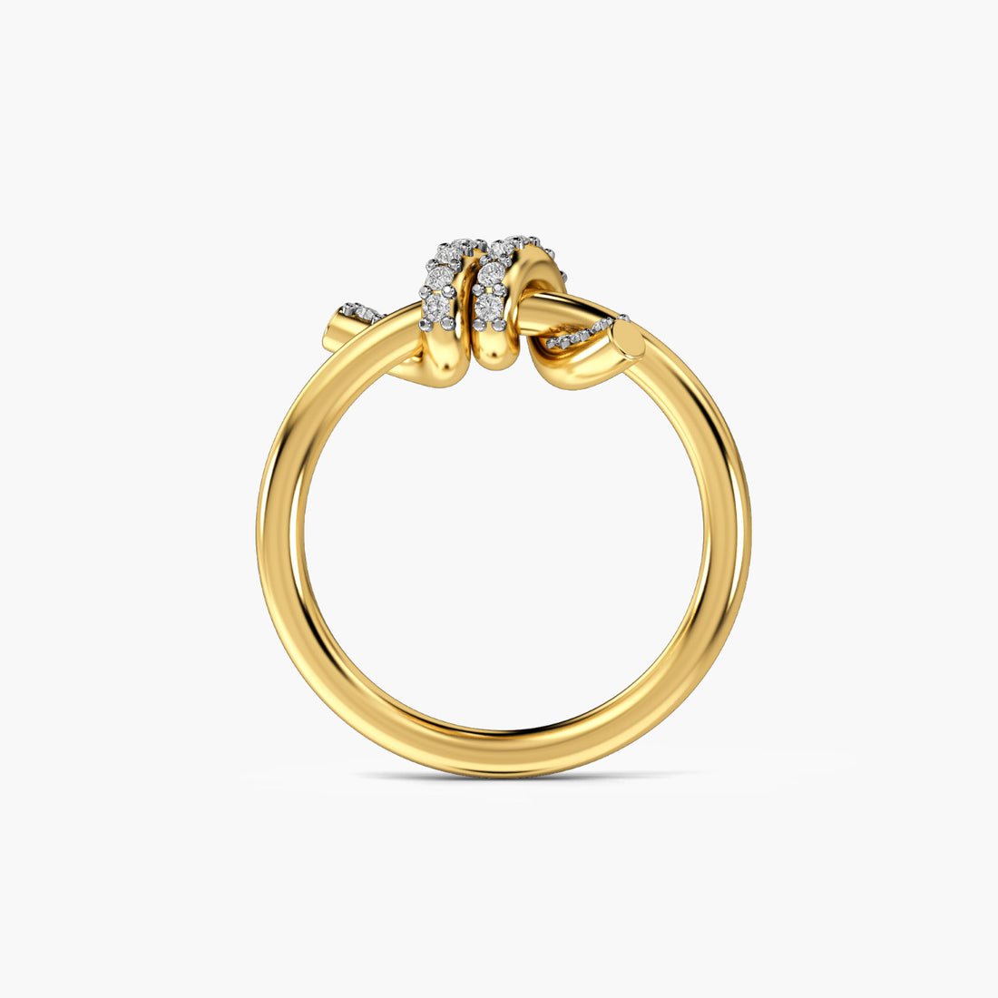 Love Knot Ring - Front View in Yellow Gold - Diamond Ring by Moena