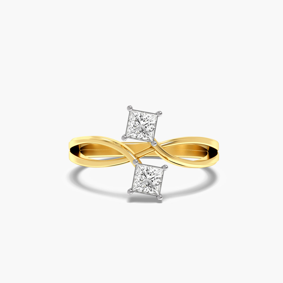 Twist of Elegance - Top View in Yellow Gold - Diamond Ring by Moena