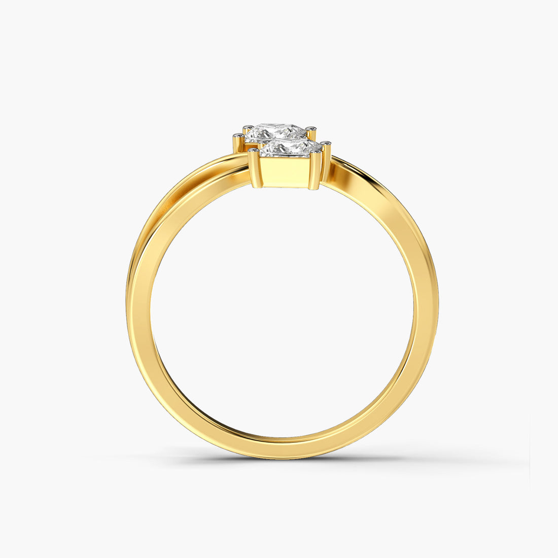 Twist of Elegance - Front View in Yellow Gold - Diamond Ring by Moena