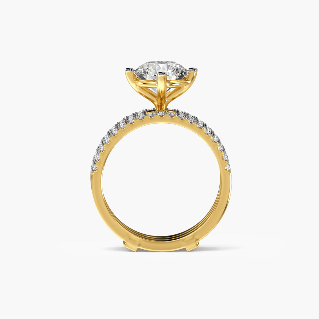 Radiant Stature - Front View in Yellow Gold - Radiant Diamond Ring by Moena