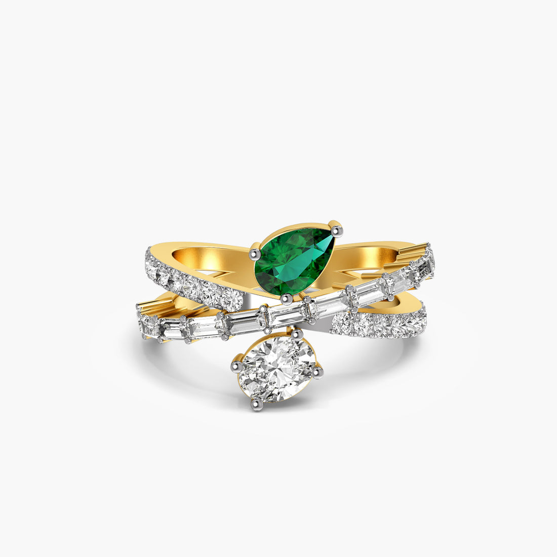 Luxe Fusion - Top View in Yellow Gold - Diamond Ring by Moena