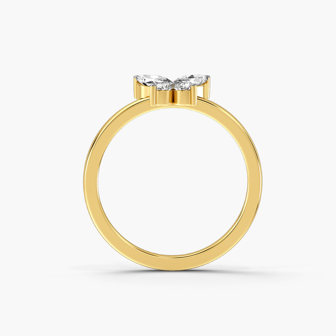 Wings of Light - Front View in Yellow Gold - Diamond Ring by Moena