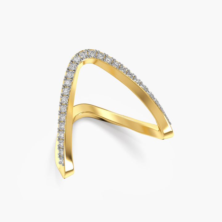 Chevron Lab-Grown Diamond Ring - 3D View in Yellow Gold - Diamond Ring by Moena