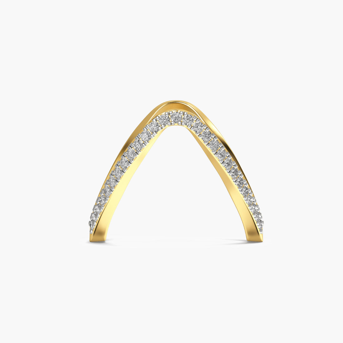 Chevron Lab-Grown Diamond Ring - Top View in Yellow Gold - Diamond Ring by Moena