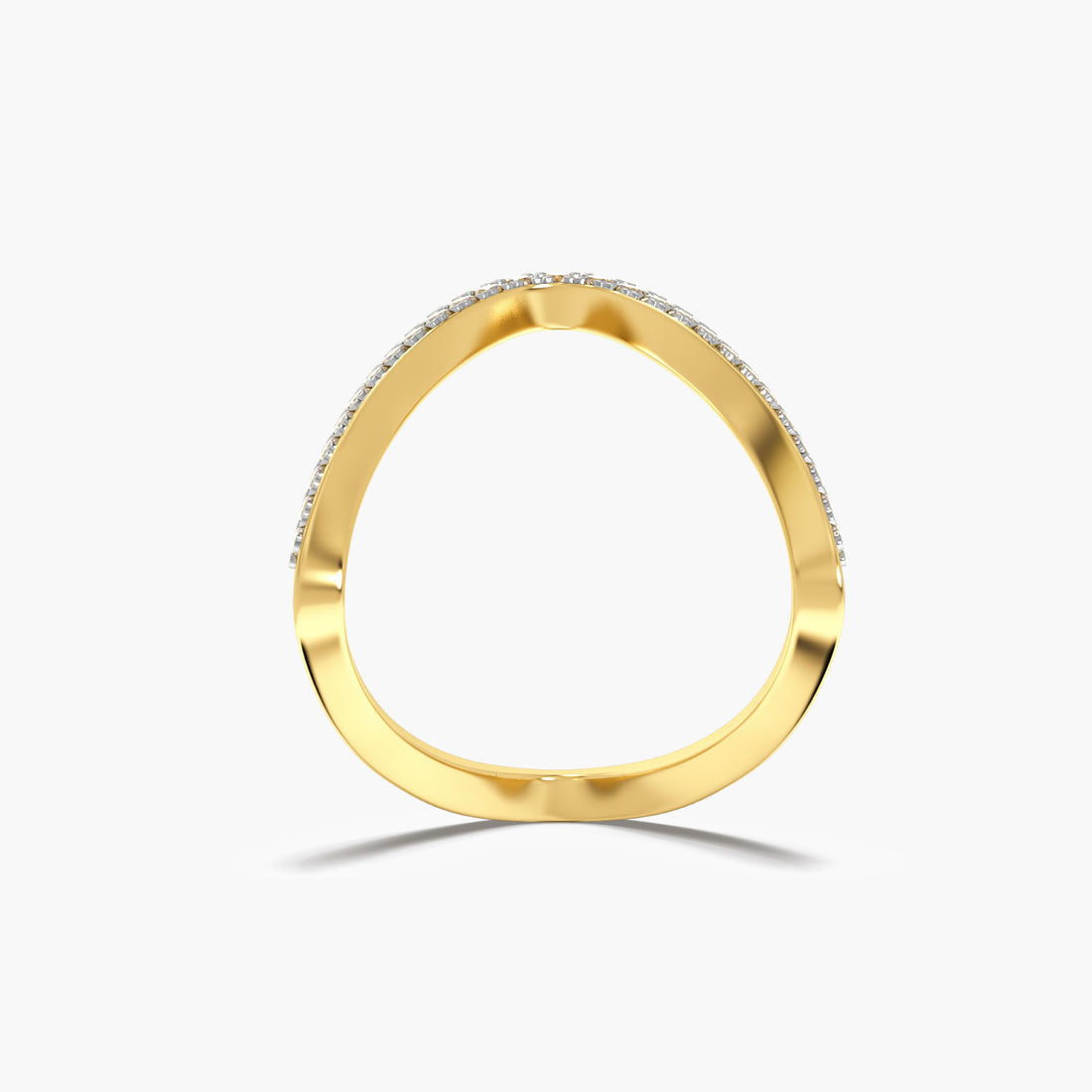 Chevron Lab-Grown Diamond Ring - Front View in Yellow Gold - Diamond Ring by Moena