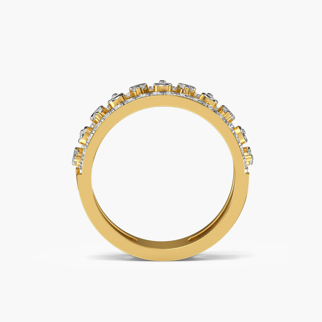 Celestial Cascade Band - Front View in Yellow Gold - Diamond Ring by Moena