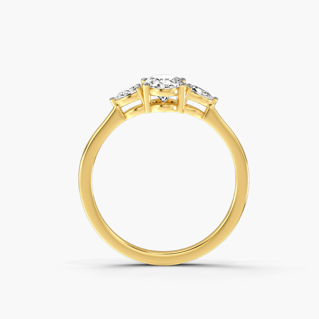 Opera 2 stoned ring - Front View in Yellow Gold - Diamond Ring by Moena