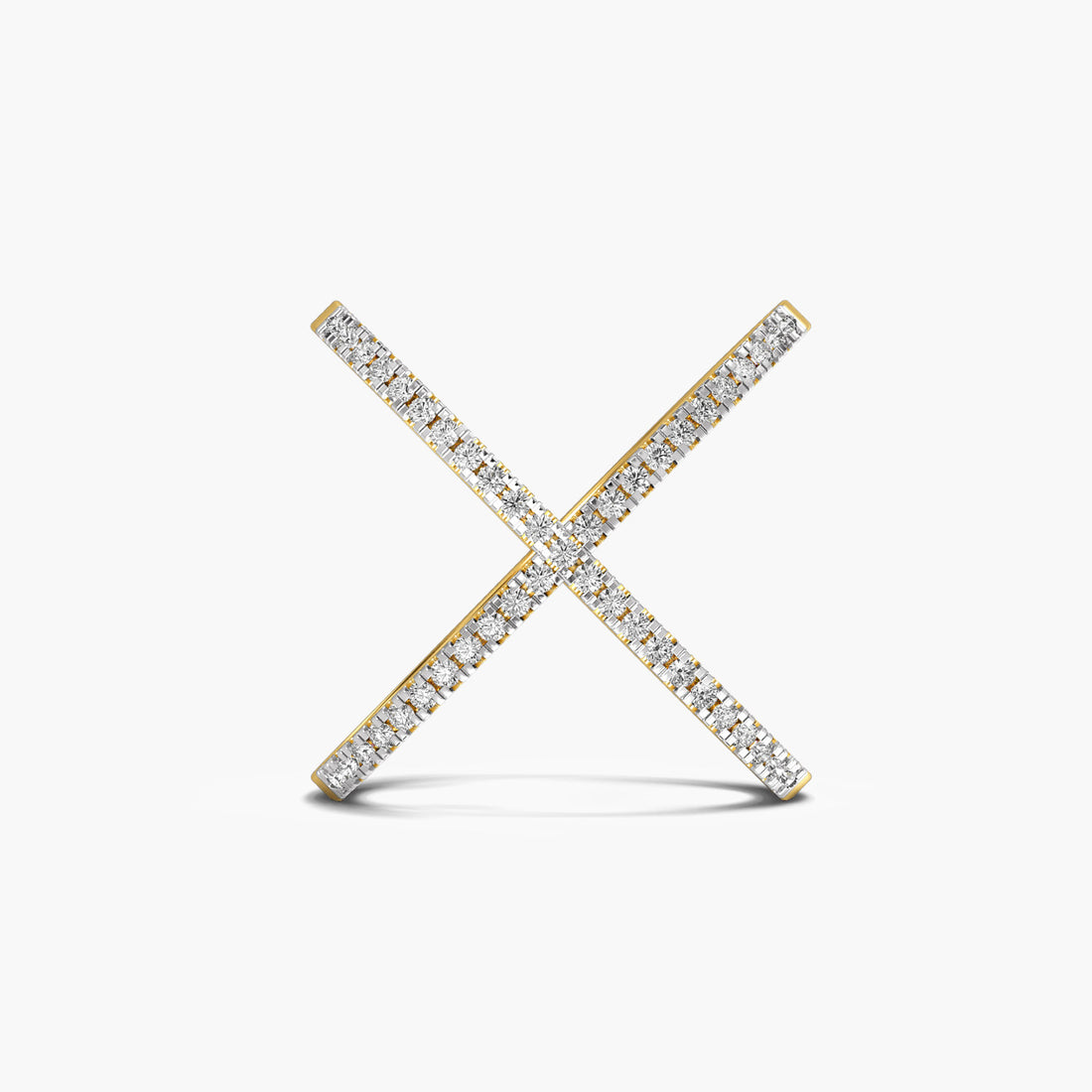 Infinity Crossover Ring - Top View in Yellow Gold - Diamond Ring by Moena