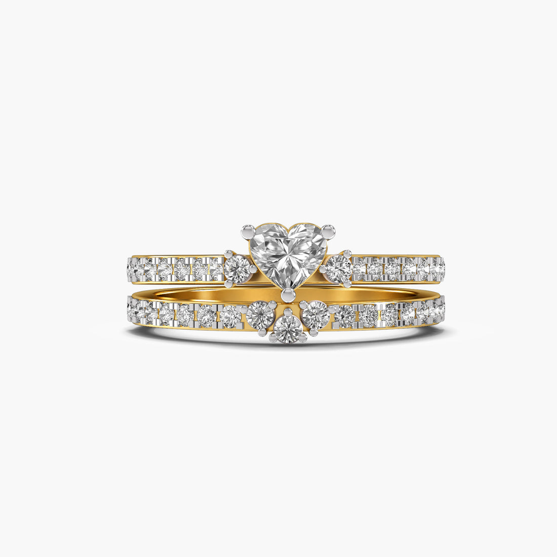 Heart Diamond Ring - Top View in Yellow Gold - Heart Diamond Ring by Moena
