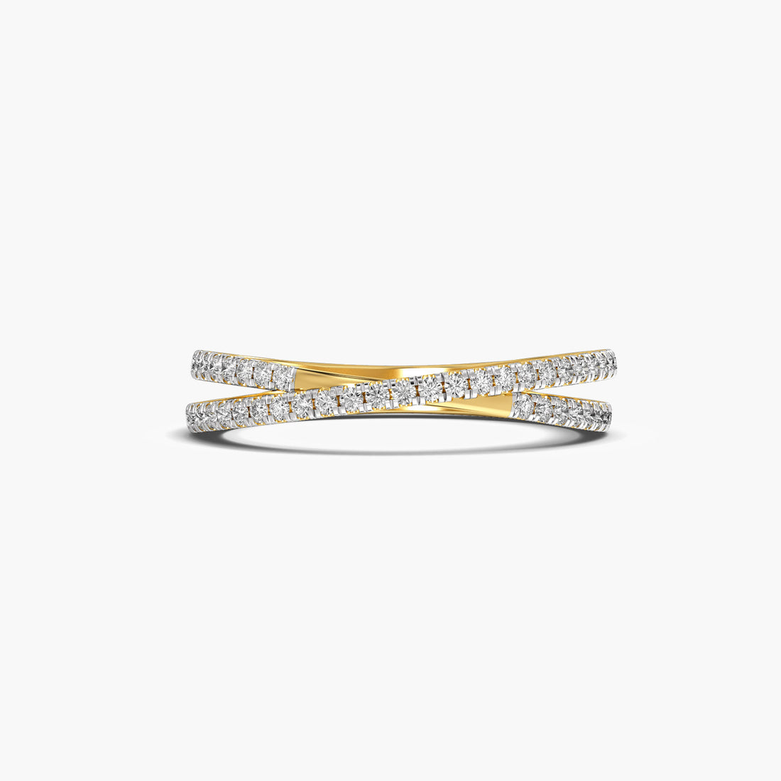 Crisscross Elegance Band - Top View in Yellow Gold - Diamond Ring by Moena