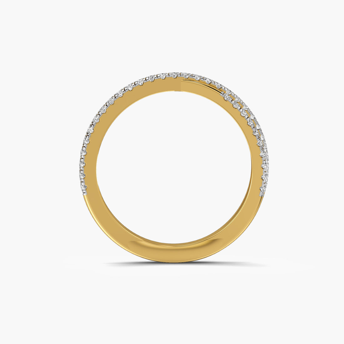 Crisscross Elegance Band - Front View in Yellow Gold - Diamond Ring by Moena