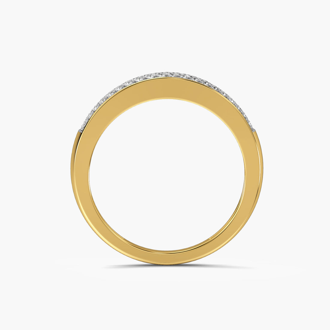 Radiant Pave Band - Front View in Yellow Gold - Radiant Diamond Ring by Moena