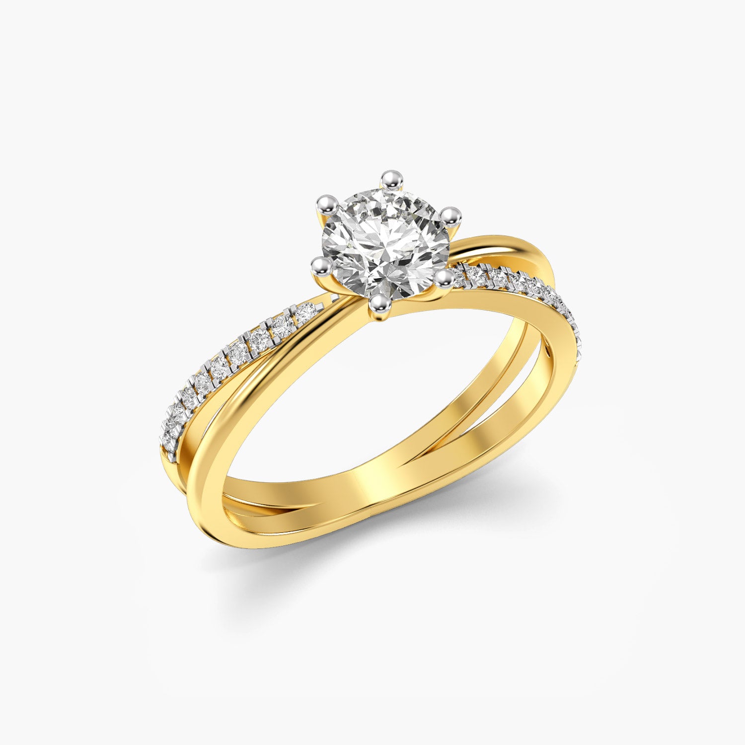 Lustrous Arc Solitaire Ring - Moena