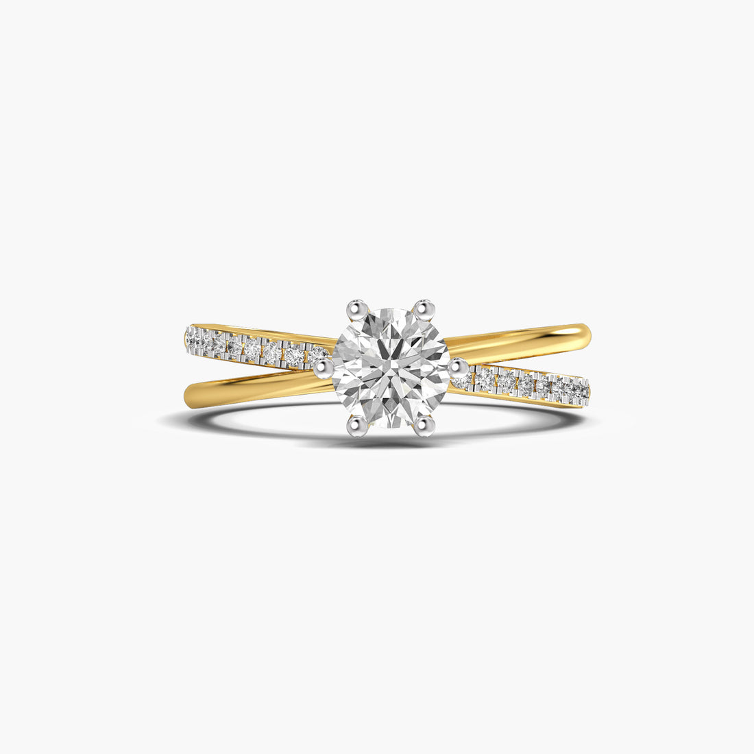 Lustrous Arc Solitaire Ring - Top View in Yellow Gold - Diamond Ring by Moena