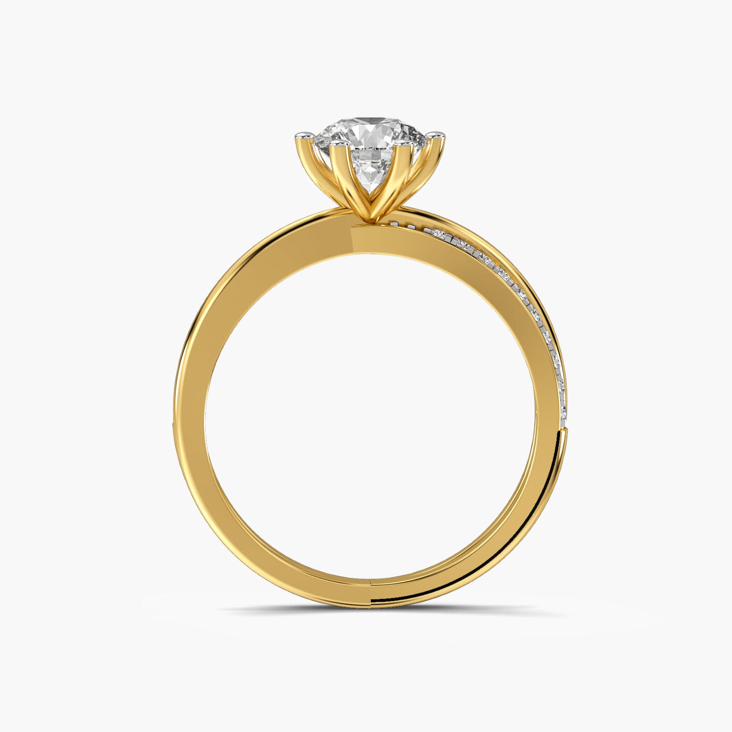 Lustrous Arc Solitaire Ring - Moena